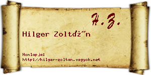 Hilger Zoltán névjegykártya